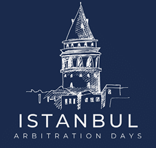 Desenho estilizado da Torre de G lata com o texto Istanbul Arbitration Days em fundo azul escuro. Yapay zeka taraf ndan olu turulan a  klama