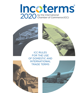 Capa do documento Incoterms 2020 da C mara de Com rcio Internacional com imagens relacionadas a transporte mar timo, trabalho em escrit rio e log stica aeroportu ria. Yapay zeka taraf ndan olu turulan a  klama