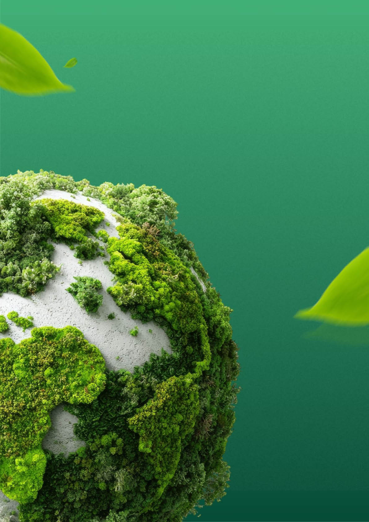 Planeta Terra coberto por vegeta o verde densa em um fundo degrad  verde.  Yapay zeka taraf ndan olu turulan a  klama