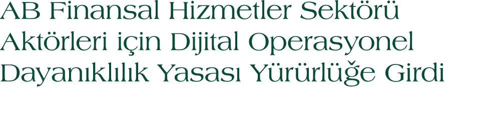 AB Finansal Hizmetler Sekt r Akt rleri i in Dijital Operasyonel Dayan kl l k Yasas  Y r rl  e Girdi