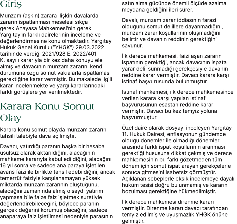 Giri Munzam (a k n) zarara ili kin davalarda zarar n ispatlanmas  meselesi s k a gerek Anayasa Mahkemesi’nin gerek Y...