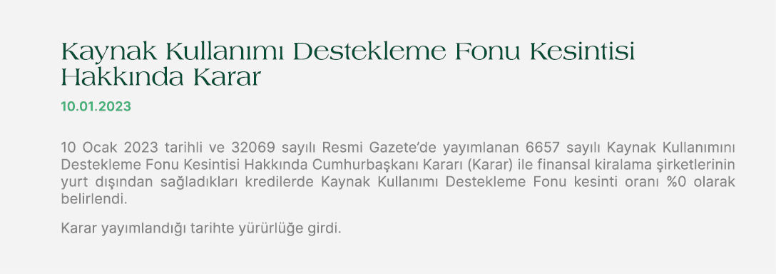 Kaynak Kullan m Destekleme Fonu Kesintisi Hakk nda Karar 10.01.2023 10 Ocak 2023 tarihli ve 32069 say l  Resmi Gazet...