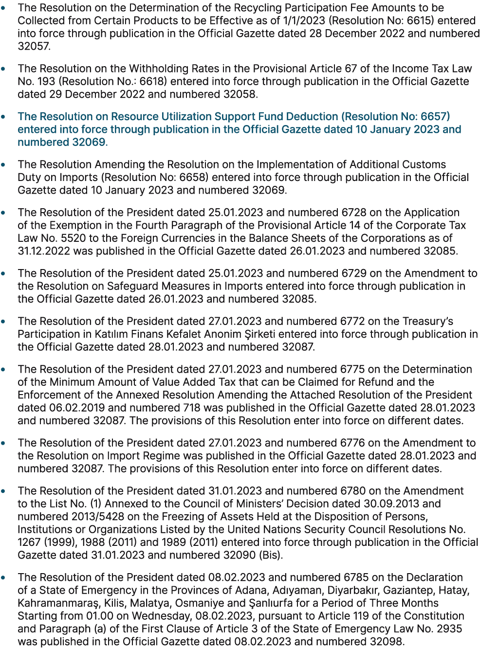 • The Resolution on the Determination of the Recycling Participation Fee Amounts to be Collected from Certain Product...