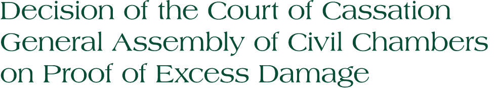 Decision of the Court of Cassation General Assembly of Civil Chambers on Proof of Excess Damage