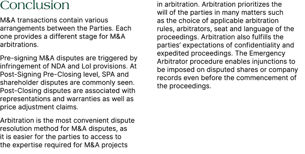 Conclusion M&A transactions contain various arrangements between the Parties. Each one provides a different stage for...
