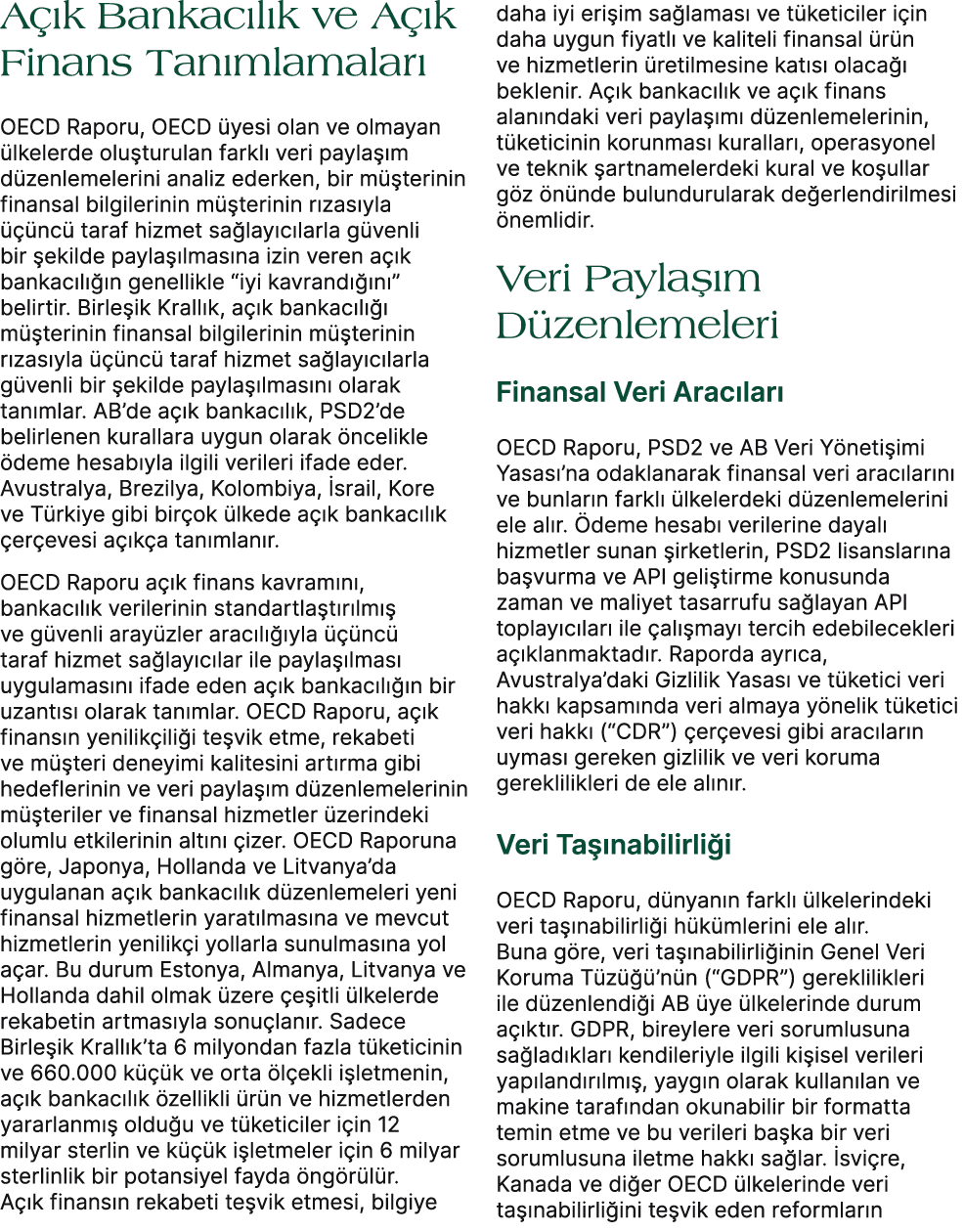 A k Bankac l k ve A  k Finans Tan mlamalar  OECD Raporu, OECD  yesi olan ve olmayan  lkelerde olu turulan farkl  ver...