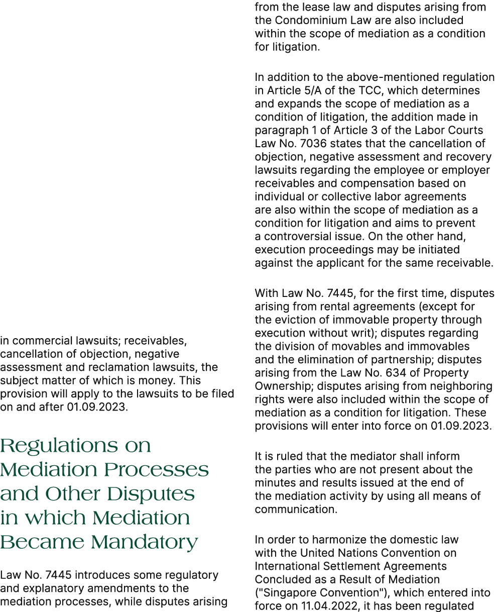 in commercial lawsuits; receivables, cancellation of objection, negative assessment and reclamation lawsuits, the sub...