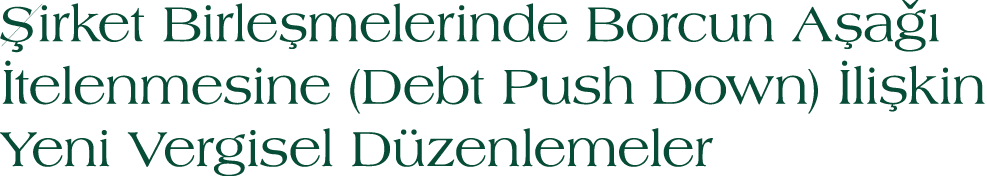  irket Birle melerinde Borcun A a   telenmesine (Debt Push Down)  li kin Yeni Vergisel D zenlemeler