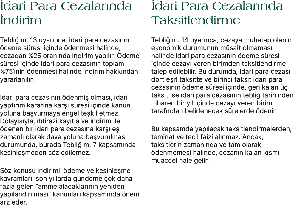  dari Para Cezalar nda ndirim Tebli  m. 13 uyar nca, idari para cezas n n  deme s resi i inde  denmesi halinde, ceza...