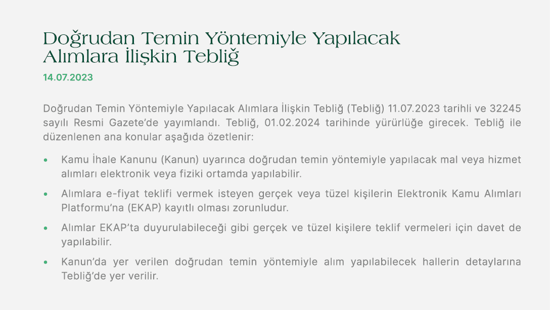 Do rudan Temin Y ntemiyle Yap lacak Al mlara li kin Tebli  14.07.2023 Do rudan Temin Y ntemiyle Yap lacak Al mlara  ...