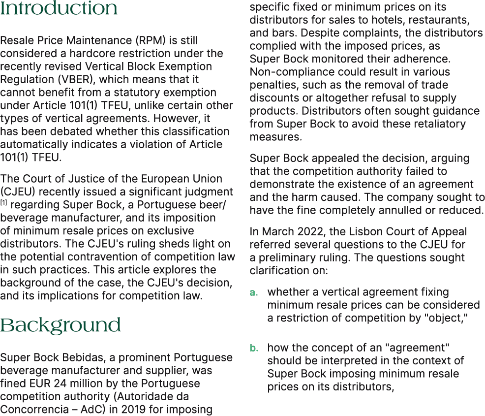 Introduction Resale Price Maintenance (RPM) is still considered a hardcore restriction under the recently revised Ver...