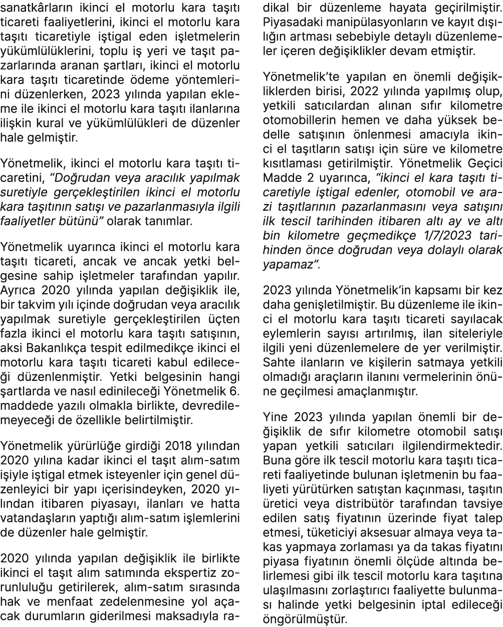 sanatk rlar n ikinci el motorlu kara ta t  ticareti faaliyetlerini, ikinci el motorlu kara ta  t  ticaretiyle i tiga...