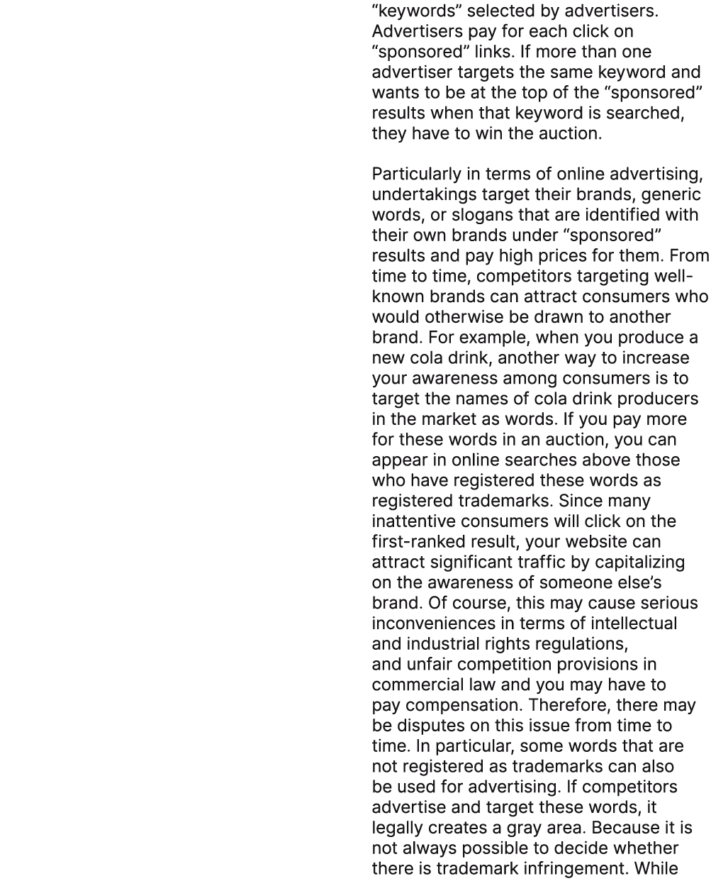 “keywords” selected by advertisers. Advertisers pay for each click on “sponsored” links. If more than one advertiser ...