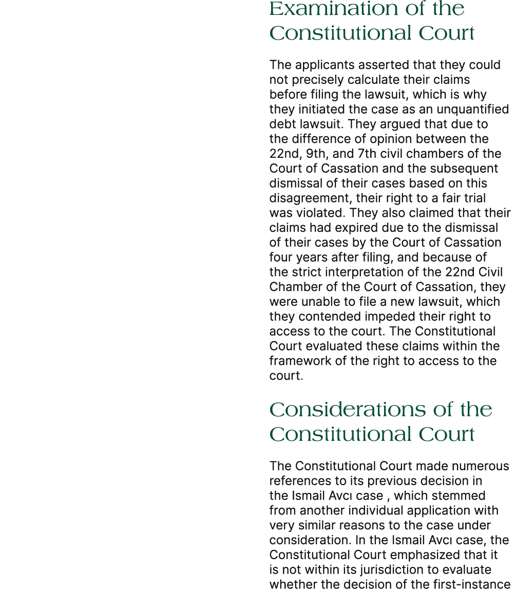 Examination of the Constitutional Court The applicants asserted that they could not precisely calculate their claims ...